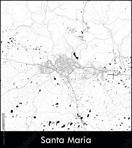 Santa Maria city map, Brazil - Topographic vector map poster