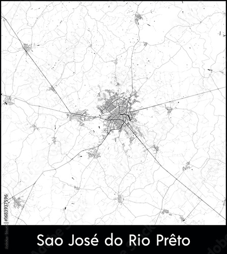 Sao Jose do Rio Preto city map, Brazil - Topographic vector map poster