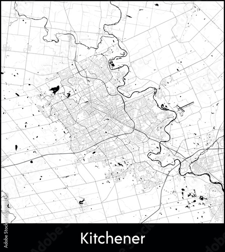 Kitchener city map, Canada - Topographic vector map poster