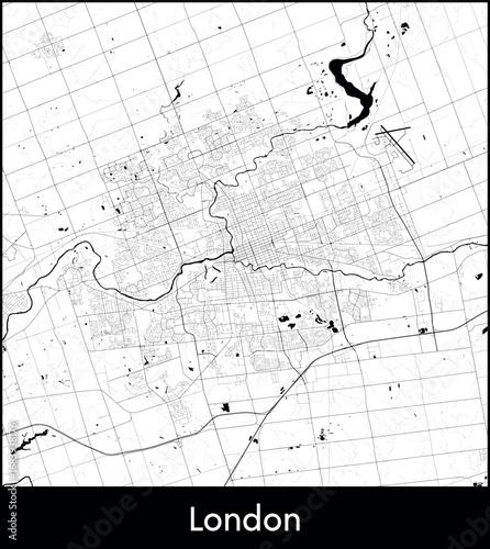 London city map, Canada - Topographic vector map poster