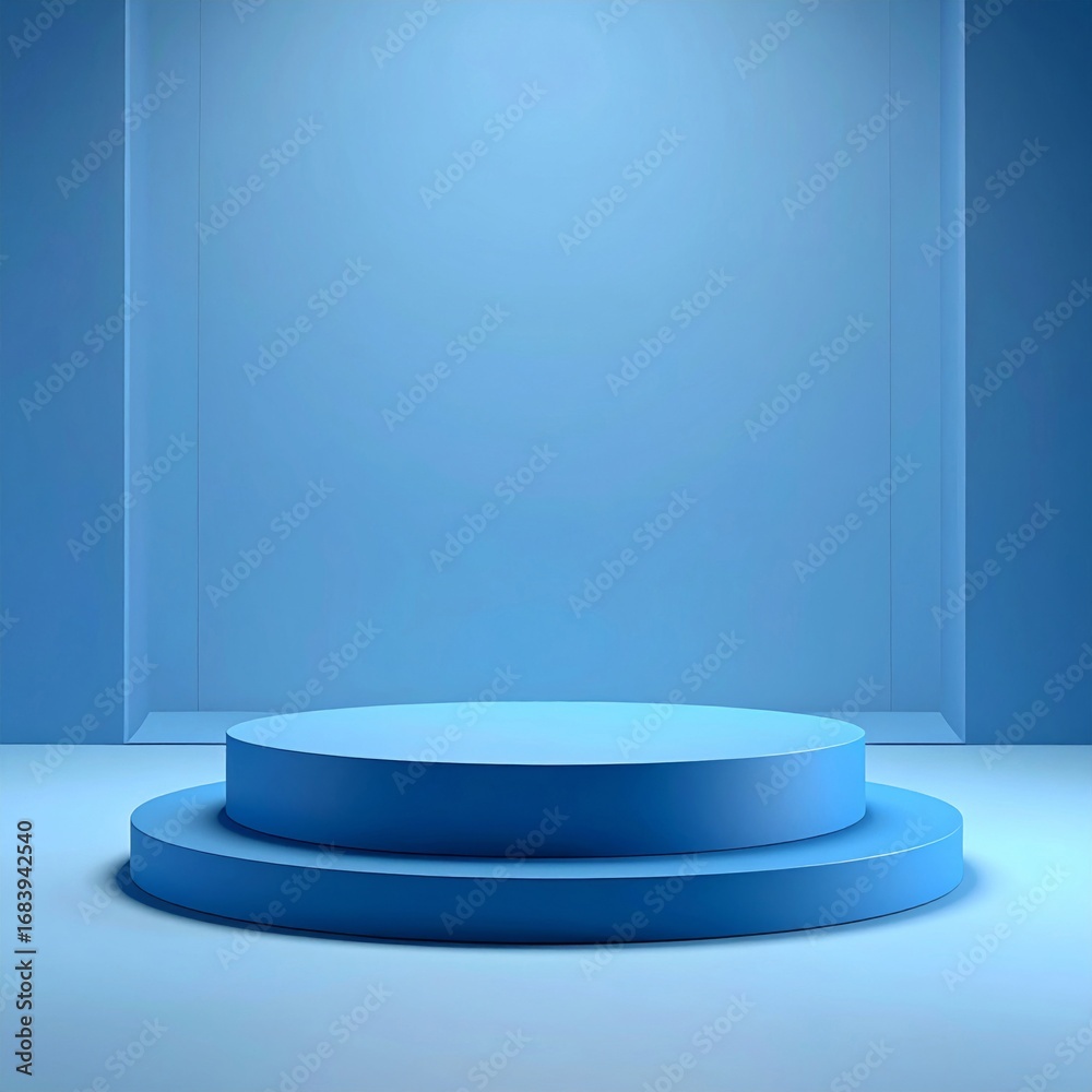 Fototapeta premium Minimalist Light Blue Podium for Product Display in Studio Setting with Clean Presentation
