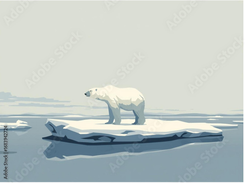 polar bear on ice in winter