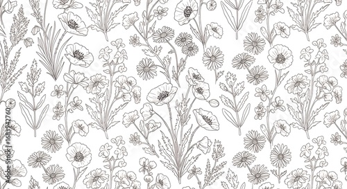 Grey and white floral pattern design background