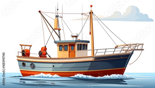 Colorful Fishing Vessel on Water
