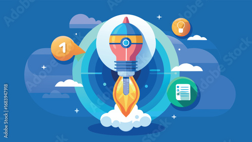 Startup Rocket Launch: Business Success Illustration
