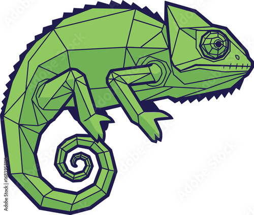 Geometric Chameleon: Low Poly Vector Art