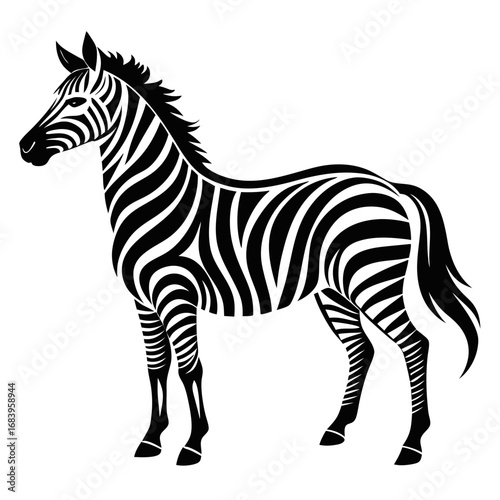 Boho Zebra Lines Black Silhouette Vector Illustration on White Background