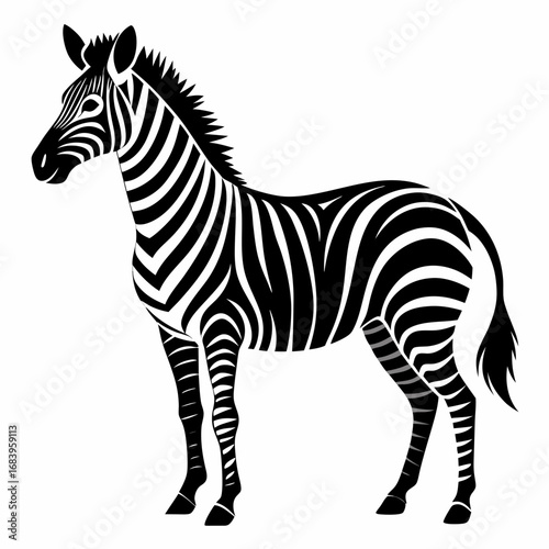 Boho Zebra Lines Black Silhouette Vector Illustration on White Background