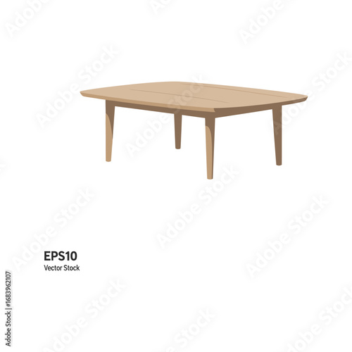 MidCentury Modern Coffee Table Simple Wooden Table Vector Illustration EPS10 Stock Image