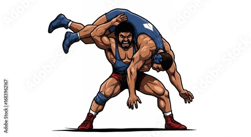 Wrestling competitors action illustration