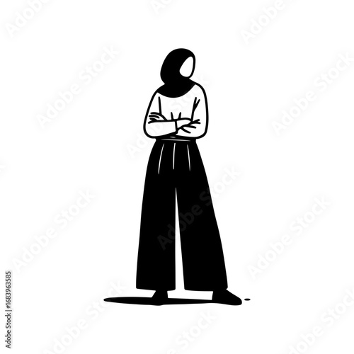Black Silhouette of a Middle Eastern Woman on a Confident Pose