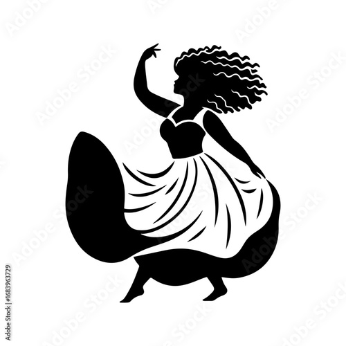 Black Silhouette of a South African Woman on a Dancing Pose