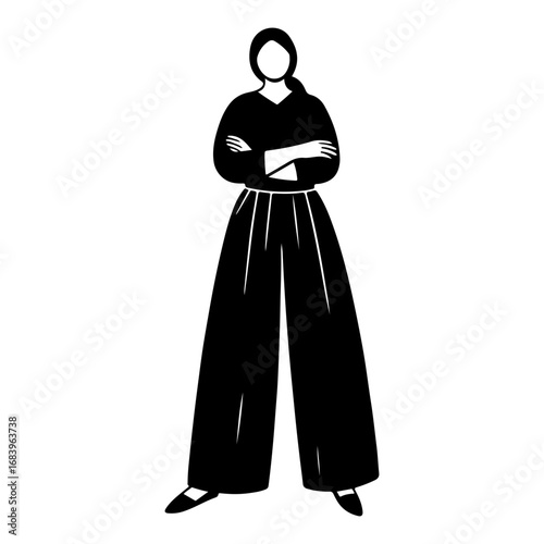 Black Silhouette of a Middle Eastern Woman on a Confident Pose
