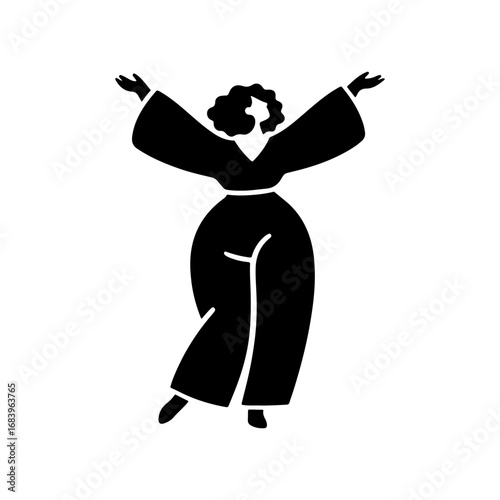 Black Silhouette of a South African Woman on a Dancing Pose