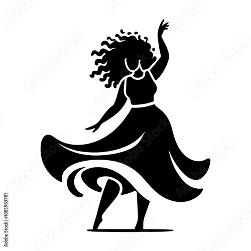 Black Silhouette of a South African Woman on a Dancing Pose