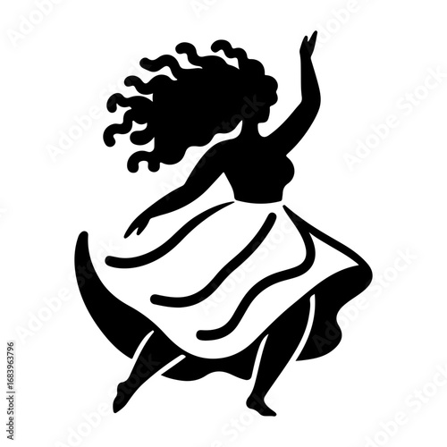 Black Silhouette of a South African Woman on a Dancing Pose