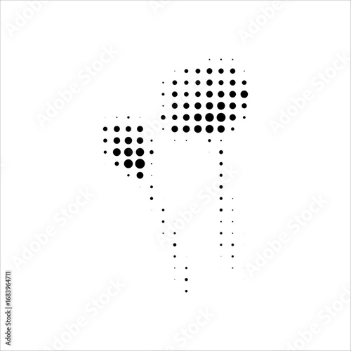 Halftone of flower buds isolated on white background. Suitable for botanical design and decorative elements.