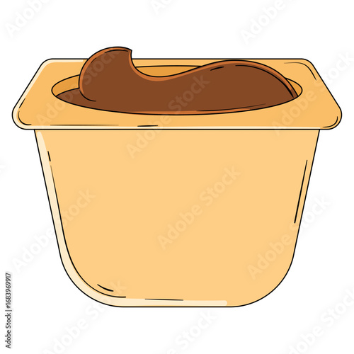 Chocolate pudding cup. Vector
