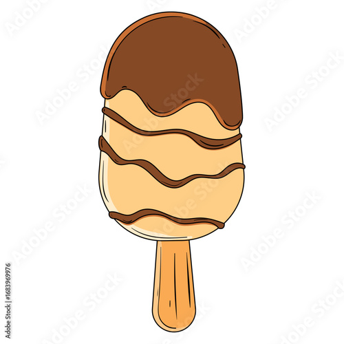 Chocolate dipped popsicle. Vector