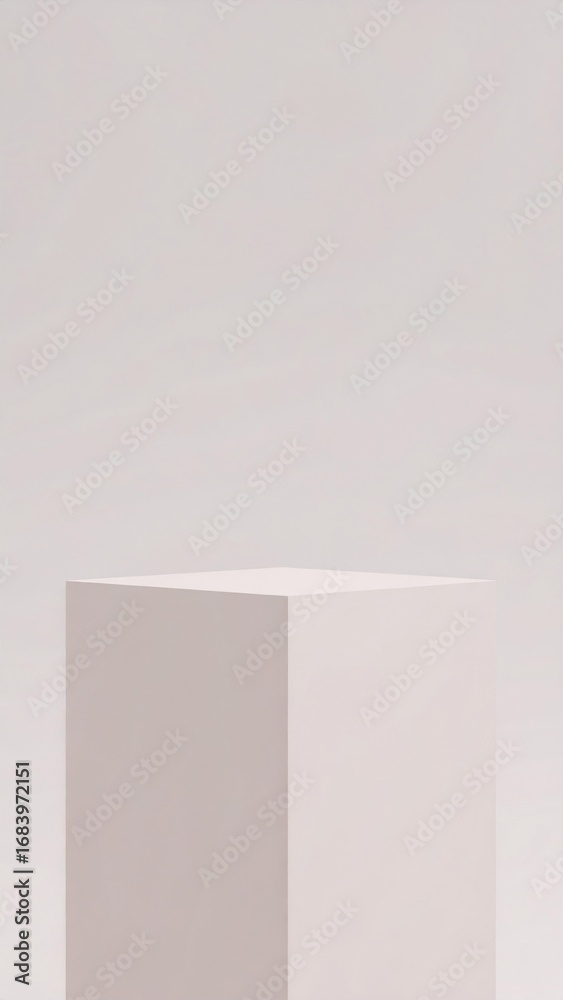 Fototapeta premium Minimalist White Cube with Geometric Form on Light Background Modern Design