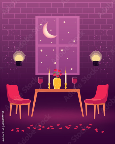 Starry romantic dinner. Vector