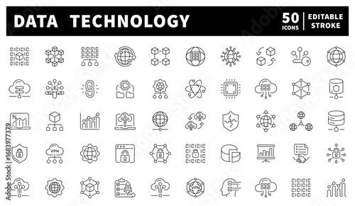 Technology vector icons. Set of 50 technology icons.