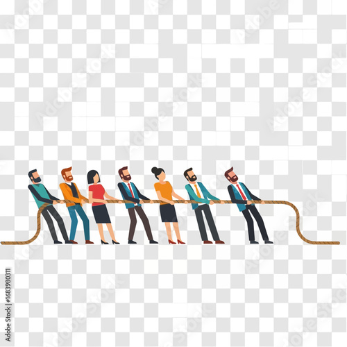 People pulling a rope in a tug of war competition.