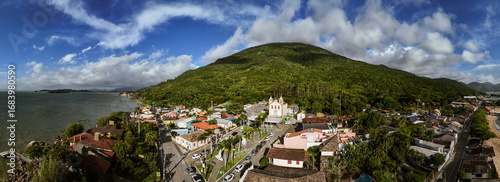 Panoramic view of Ribeirão da Ilha, historic coastal neighborhood in Florianópolis, Brazil