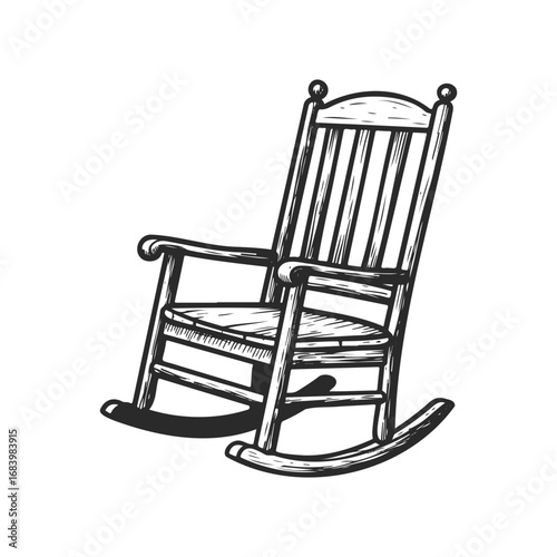 Vintage wooden rocking chair illustration with classic design