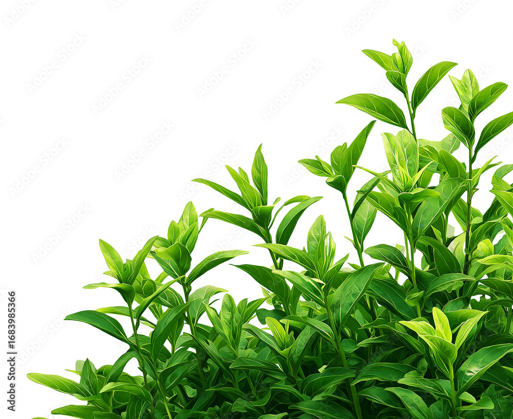 Fototapeta premium lush green plants, transparent background png with a white border around the plant. 
