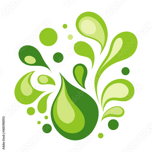 Flat Illustration of Matcha Drink Splash