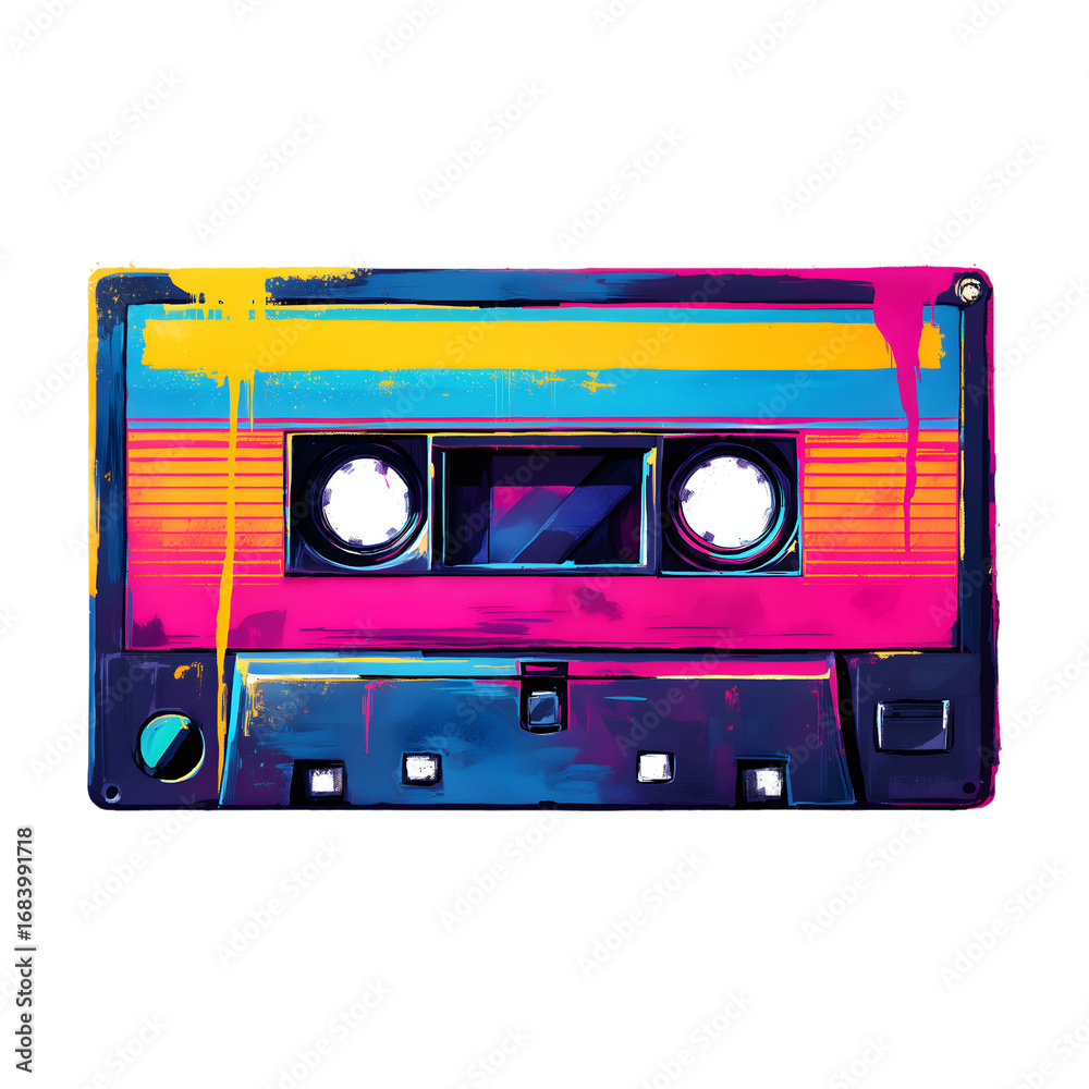 Naklejka premium Retro 80s Cassette Tape Art