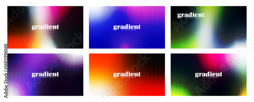 Ripple glass distortion background set. Collection Abstract fractal effect ribbed glass texture with vibrant gradients. Reeded Bold dynamic design blending futuristic tones vector bg.
