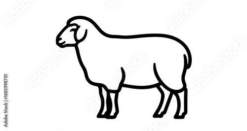 Illustration of a sheep standing in profile, a symbol of innocence and gentleness