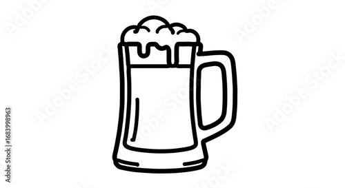 Refreshing beer mug with foam, a perfect drink for relaxation