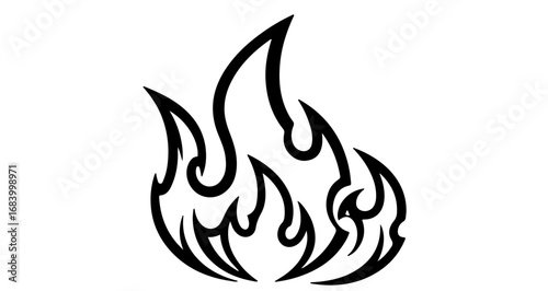 Illustration of a stylized fire flame, a symbol of heat, energy, and destruction
