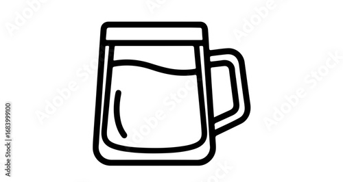 Beer mug with handle in line art style for design and decoration