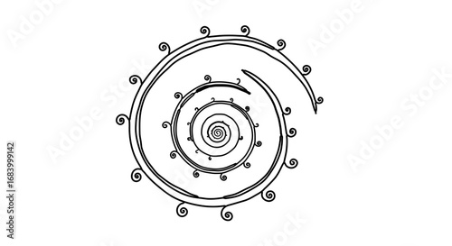 Spiral sketch with decorative swirls and flourishes