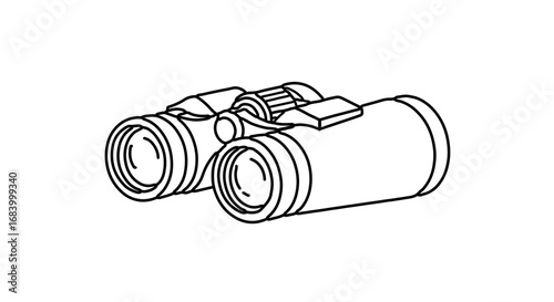 Closeup of binoculars with lenses and focusing mechanism