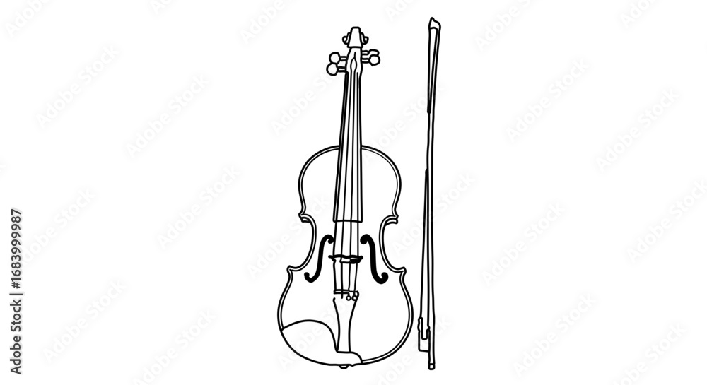Fototapeta premium Elegant violin and bow the timeless beauty of classical music is captured here