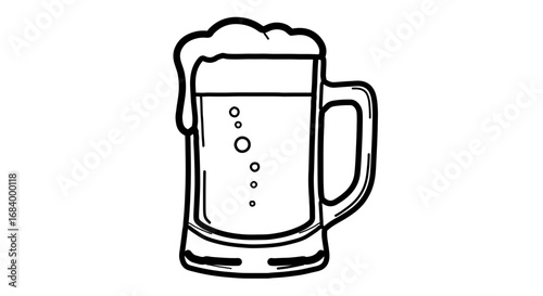 Illustration of a beer mug filled with frothy beer, , perfect for celebration and enjoyment