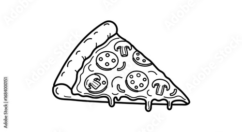Delicious pizza slice with mushrooms and pepperoni for food lovers and restaurant menus