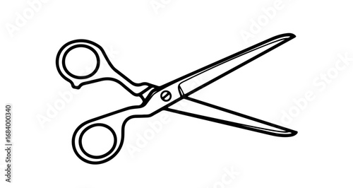 Illustration of open scissors with metal blades in a simple style
