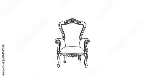 Elegant antique armchair with ornate carving, a vintage piece of furniture