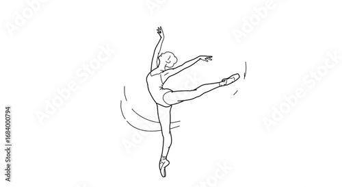 Elegant ballerina in graceful pose, a sketch of a dancer performing ballet