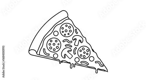 Illustration of a slice of pizza with pepperoni and mushrooms
