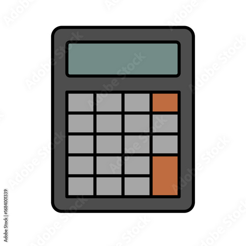 Flat vector illustration of a calculator, symbolizing finance, accounting, mathematics, and business calculation