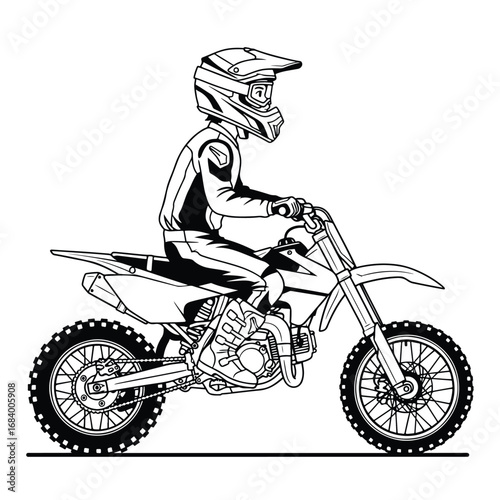 Dynamic motocross rider performing stunts on dirt bike exciting off-road adventure sport graphic