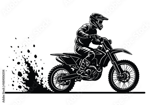 Dynamic motocross rider action silhouette dynamic dirt bike action motion splatter graphic element