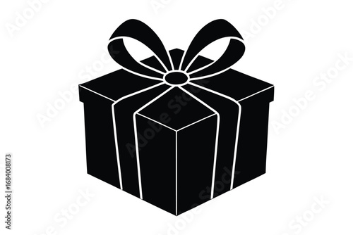 Square Gift Box with Ribbon Bow Silhouette